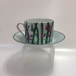 TAZZE COLAZIONE PZ.6 FLEURS DE LISERON ROSE LAURE JAPY PARIS PORCELLAINE DE LIMOGES